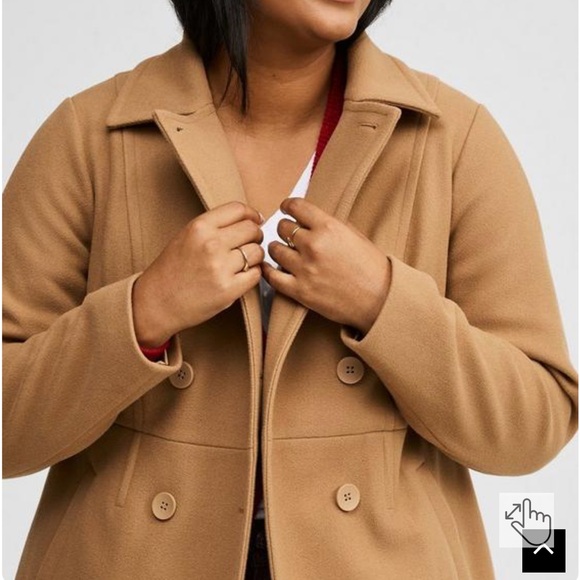 Torrid Softest Coat Double Breasted Peacoat Camel Color Size 6X NWOT - Picture 6 of 16
